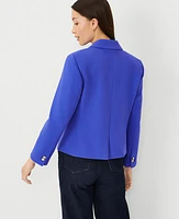 Ann Taylor The Petite Newbury Blazer in Ottoman Knit Size 0 Dazzling Blue Women's