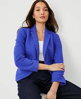 Ann Taylor The Petite Newbury Blazer in Ottoman Knit Size 0 Dazzling Blue Women's