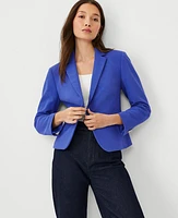 Ann Taylor The Petite Newbury Blazer in Ottoman Knit Size 0 Dazzling Blue Women's