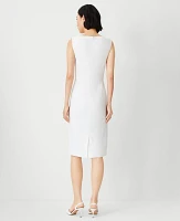 Ann Taylor The Scoop Neck Sheath Dress Herringbone Linen Blend White Women's