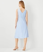 Ann Taylor The Petite V-Back Boatneck Midi Dress Linen Twill Ojai Sky Women's