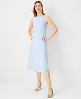 Ann Taylor The Petite V-Back Boatneck Midi Dress Linen Twill Ojai Sky Women's