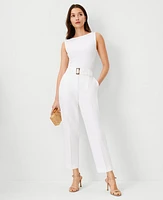 Ann Taylor The Tall Belted Pleated Taper Pant White Women's