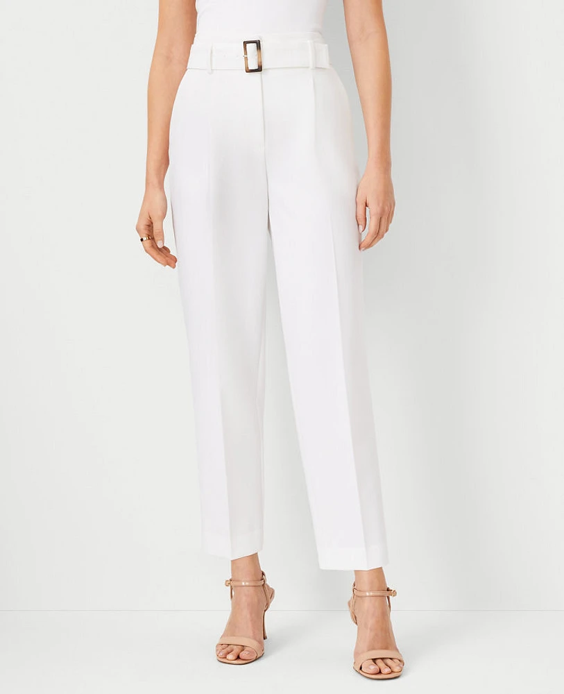 Ann Taylor The Tall Belted Pleated Taper Pant White Women's