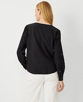 Ann Taylor Roll Tab Sleeve Top Women's