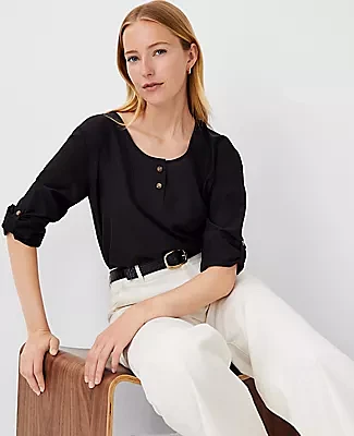 Ann Taylor Roll Tab Sleeve Top