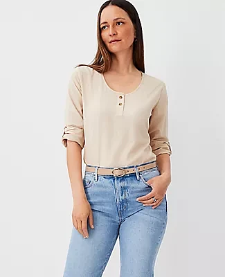 Ann Taylor Roll Tab Sleeve Top