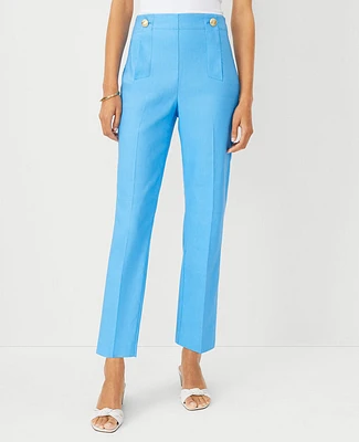 Ann Taylor The Pencil Sailor Pant in Linen Twill - Curvy Fit Size 10 Cerulean Blue Women's