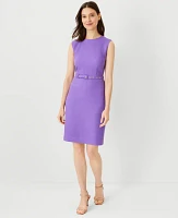 Ann Taylor Petite Pique Belted Sheath Dress Size 0 Violet Women's