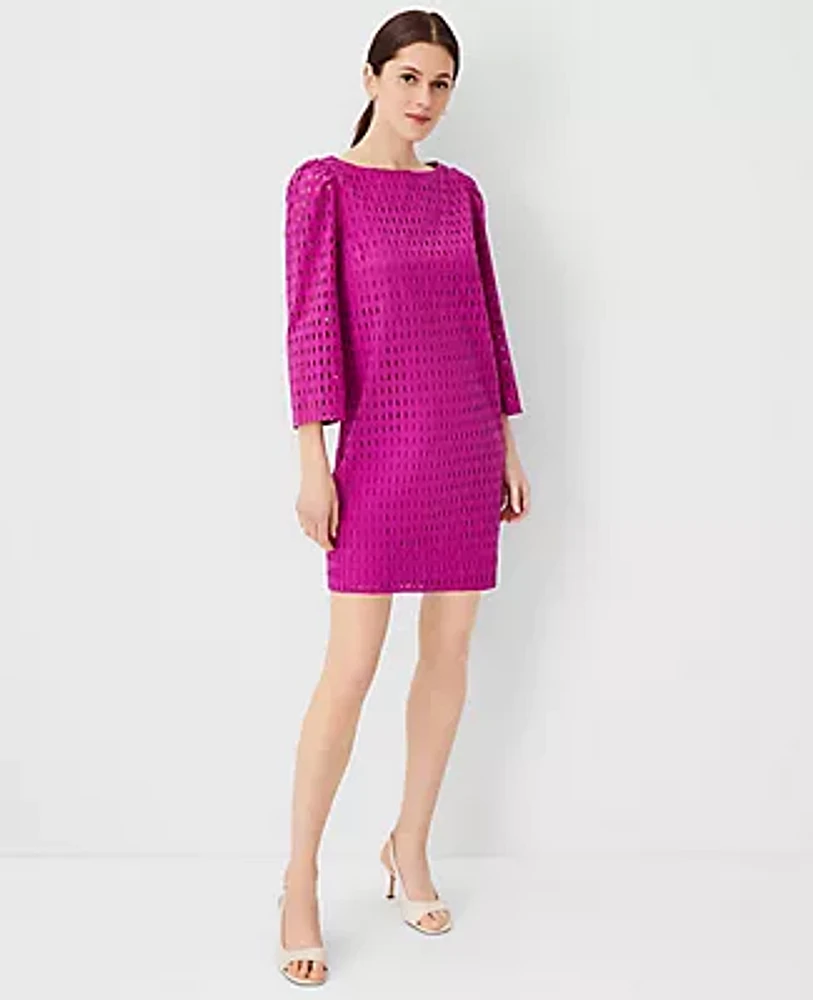 Ann Taylor Petite Eyelet Boatneck Shift Dress