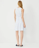 Ann Taylor Geo Georgette Belted Flare Dress White Women's