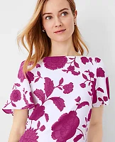 Ann Taylor Floral Mixed Media Angel Sleeve Top