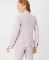 Ann Taylor The Petite Cutaway Blazer Plaid Cool Lotus-Baguette Women's