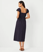 Ann Taylor Petite Eyelet Square Neck Puff Sleeve Midi Dress Night Sky Women's