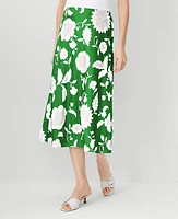 Ann Taylor Floral Bias Midi Slip Skirt Size XS Jolly Green Women's