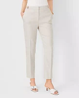 Ann Taylor The Button Tab High Rise Eva Ankle Pant Basketweave Linen Blend