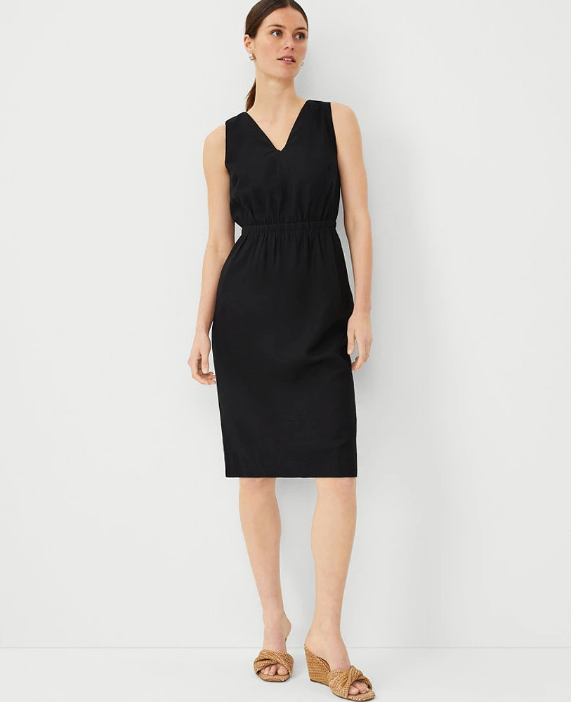 Ann Taylor Petite Double V Sheath Dress Black Women's