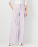 Ann Taylor The Petite High Rise Wide Leg Pant Plaid Cool Lotus-Baguette Women's