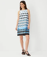 Ann Taylor Geo Halter Swing Dress Cerulean Blue Women's