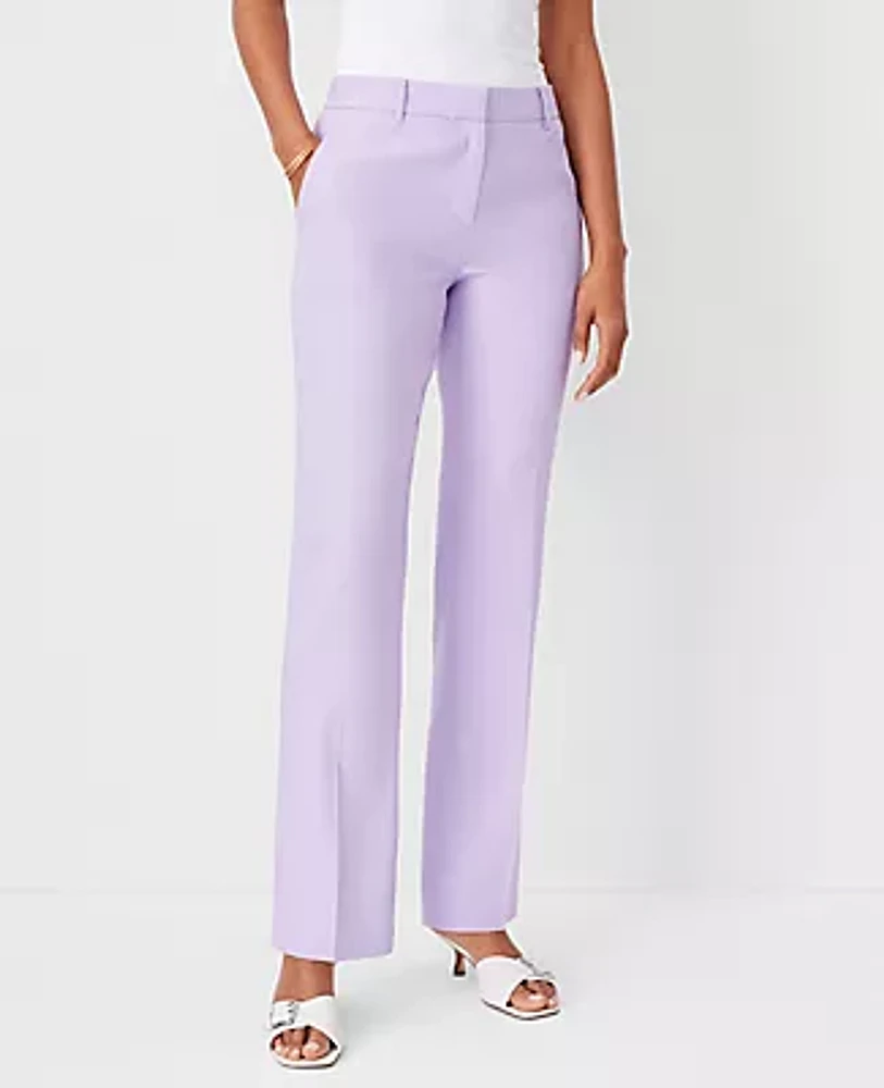 Ann Taylor The Petite Mid Rise Sophia Straight Pant Linen Twill