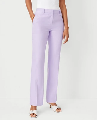 Ann Taylor The Petite Sophia Straight Pant in Linen Twill Size 0 Lavender Latte Women's