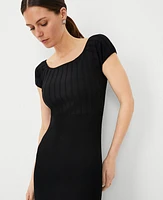 Ann Taylor Petite Mixed Ribbed Cap Sleeve Sweater Dress Black Women's