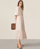 Ann Taylor Petite AT Weekend Dobby Flare Midi Dress Women's