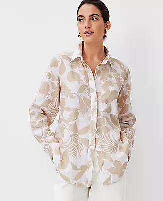 Ann Taylor Tropical Linen Oversized Shirt