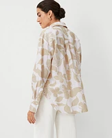 Ann Taylor Tropical Linen Oversized Shirt Toasted Oat Women's