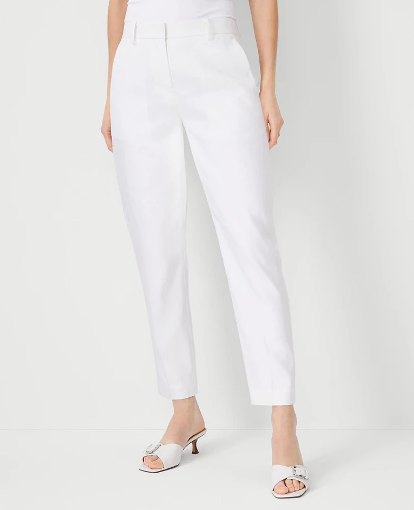 Ann Taylor The High Rise Ankle Pant in Herringbone Linen Blend - Curvy Fit Size 2 White Women's