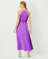 Ann Taylor Petite Criss Cross Halter Maxi Dress Size Large Violet Women's