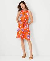 Ann Taylor Petite Halter Flare Dress Flame Azalea Women's