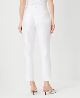 Ann Taylor The Petite High Rise Ankle Pant in Herringbone Linen Blend - Curvy Fit Size 00 White Women's