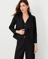 Ann Taylor The Petite Shorter Two Button Blazer Linen Twill Black Women's