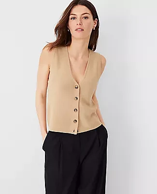 Ann Taylor Petite Ribbed Sweater Vest
