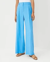 Ann Taylor The Petite Pleated Wide-Leg Pant Cerulean Blue Women's