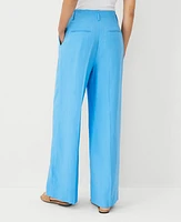 Ann Taylor The Petite Pleated Wide-Leg Pant Cerulean Blue Women's