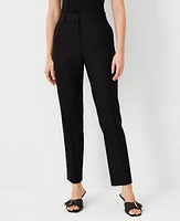 Ann Taylor The Petite High Rise Ankle Pant in Linen Twill - Curvy Fit Size 4 Black Women's