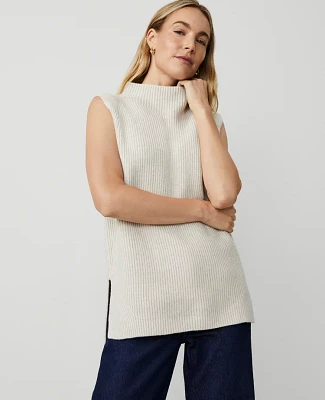 Ann Taylor Ribbed Mock Neck Vest Women's