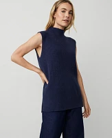 Ann Taylor Ribbed Mock Neck Vest Women's