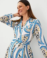 Ann Taylor Paisley Midi Pocket Shirtdress White Women's