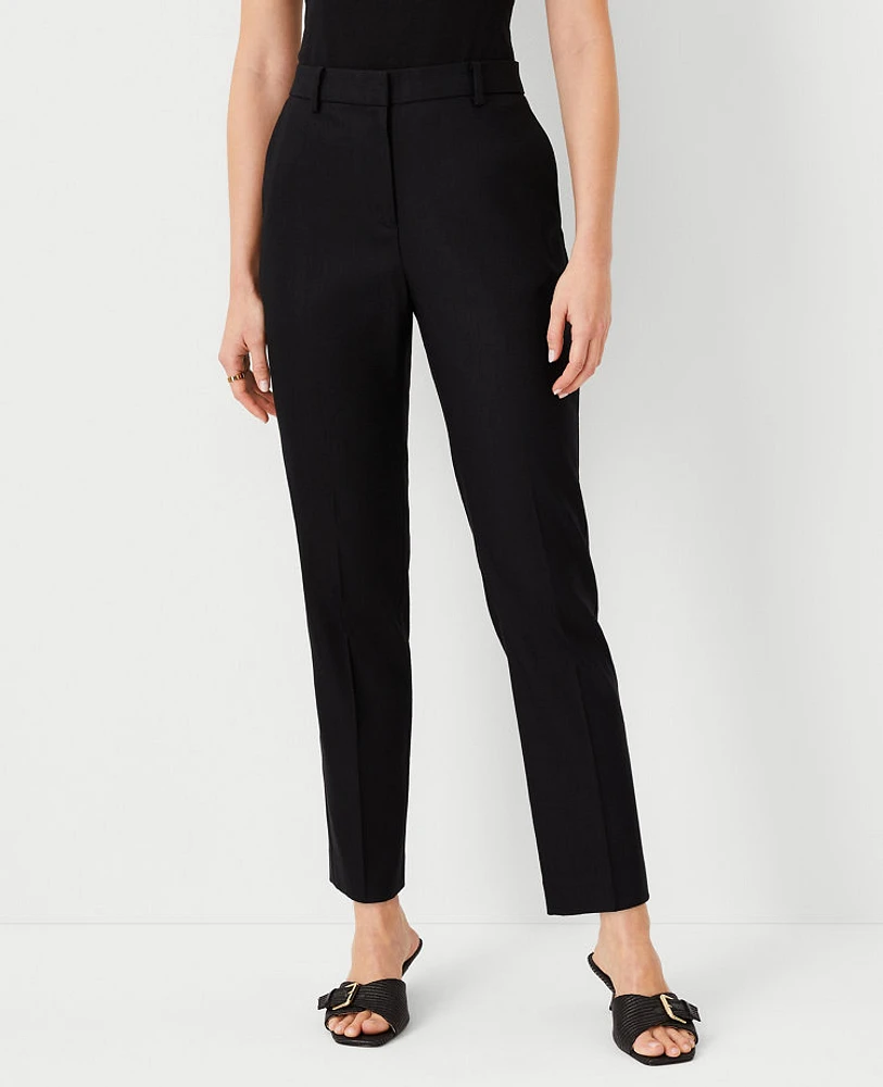 Ann Taylor The High Rise Ankle Pant in Linen Twill - Curvy Fit Size 0 Black Women's