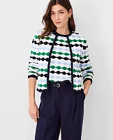 Ann Taylor Petite Striped Crochet Cardigan