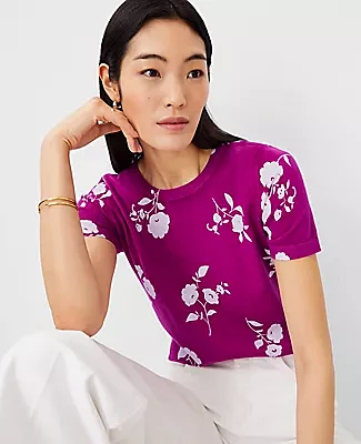 Ann Taylor Petite Floral Sweater Tee