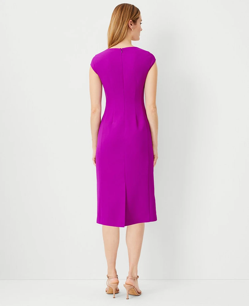 Ann Taylor Petite Square Neck Cap Sleeve Sheath Midi Dress Vibrant Magenta Women's