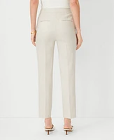 Ann Taylor The Petite Button Tab High Rise Eva Ankle Pant in Basketweave Linen Blend - Curvy Fit Size 00 Pearl Shadow Women's