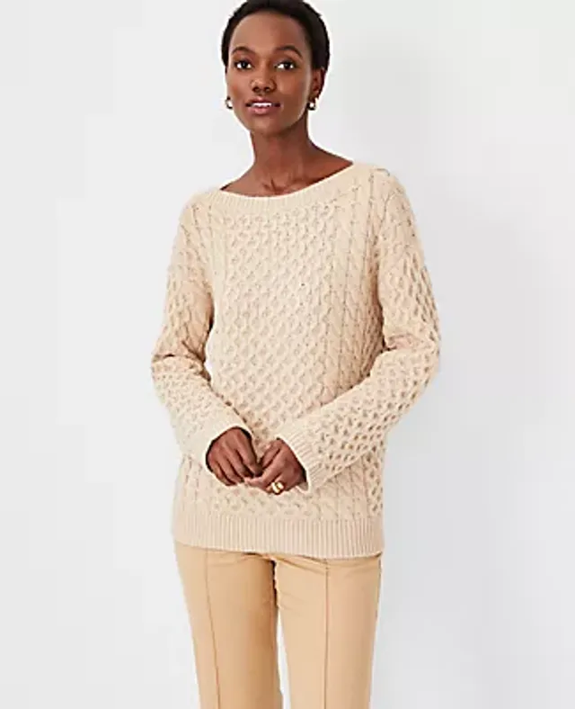 Cable Relaxed Boatneck Tunic Sweater