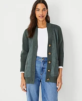 Ann Taylor Faux Suede Mixed Media Cardigan Size Small Autumn Sage Women's