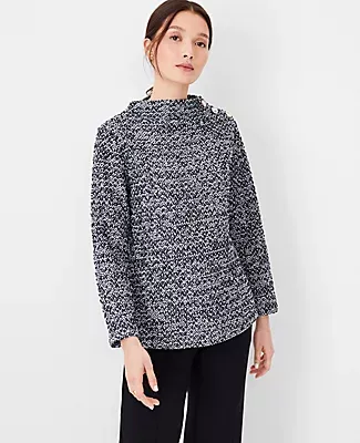 Ann Taylor Textured Boucle Shoulder Button Sweater