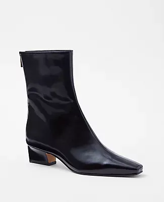 Ann Taylor Box Tapered Heel Leather Booties